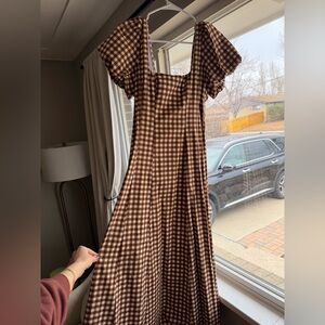 Show Me Your MuMu Brown Gingham Midi Dress